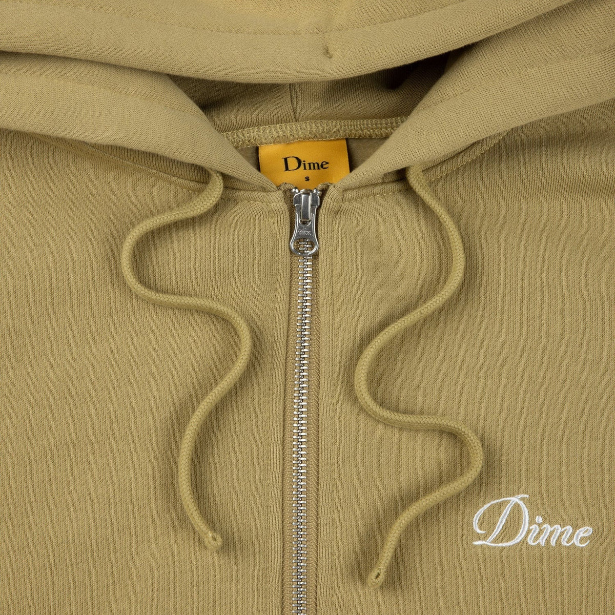 Dime Men Cursive Small Logo Zip-Hoodie Oak